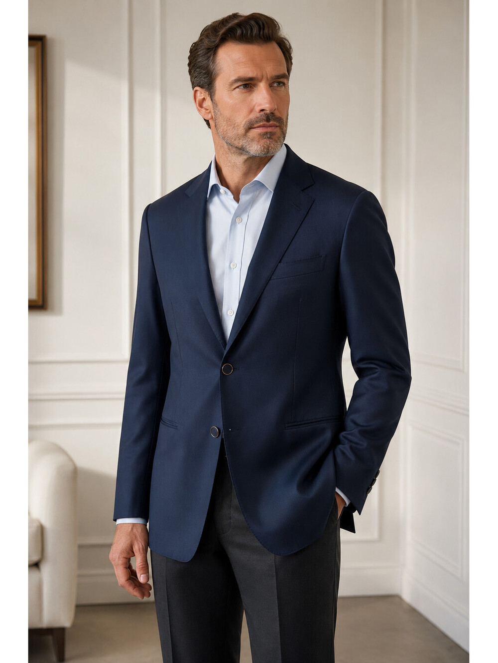 Brioni Nomentano Navy Blue Wool Blazer Sport Coat Mens US 50L Italy READ